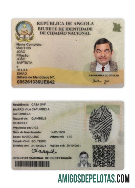 Cartão de Identificação de Angola 2021 Modelo Presente